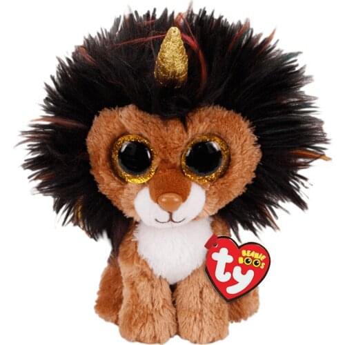 New 6 ‘’15cm Ty Beanie Stuffed Plush Animals Doll Lion Ramsey The Lioncorn Collectible Big Glitter Eyes Soft Toys Birthday Gift