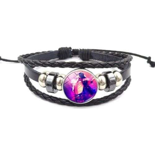 New Tide Michael Jackson Time Gem Bracelet with Multi-layer Woven Leather Beaded Hand Bracelet