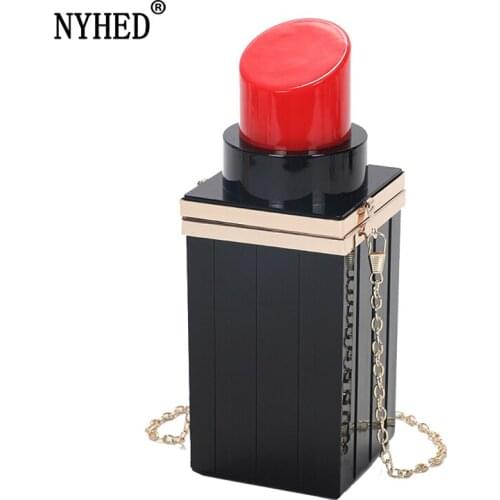 NYHED Women Clutch Handbag Female Fashion Lipstick Purse Bag Evening Party Chains Pouch