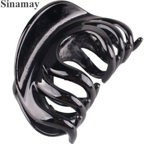 Solid Color Fashion Black Hair Claws Hollow for Women Ladies Female Acetate Crab Plastic 7CM Small Hair Clip 24Pcs/Lot SYHC30