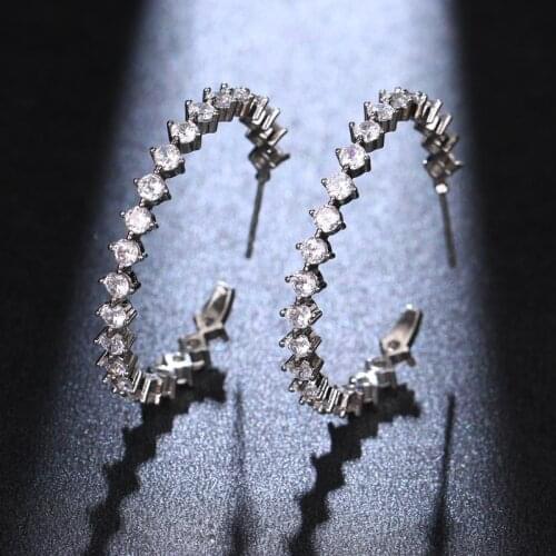 ORZTOON Fashion Luxury Cubic Zirconia Bride Earrings Women Vintage CZ Hoop Earrings Big Girls Jewelry Gift 2021 New