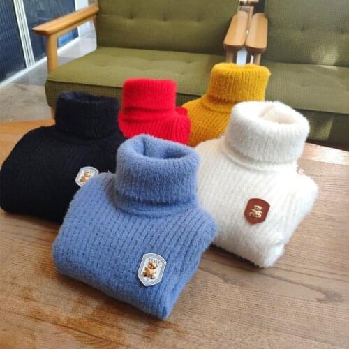 Autumn Winter Toddler Boys Girls Sweaters Kids Turtleneck Warm Mink Cashmere Pullover Boy Sweater Baby Boy Clothes Children Tops