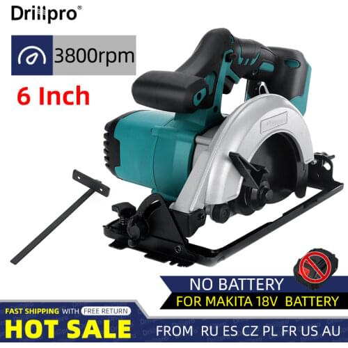 Drillpro 18V Cordless Electric Circular Saw for Makita 18V Battery 300W 152mm 6inch Blade Woodworking Cutting Tool
