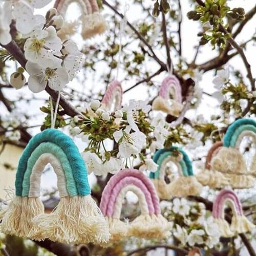 Kids Room Rainbow Wall Hanging Decor Nordic Style Handmade Weaving Ornament Children Room Decoration Wind Chimes Drop Shipping