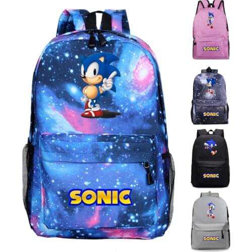 Casual preppy style Cartoon backpack large capacity SONIC RACING panelled students school backpacks Backpack Laptop Mochilas