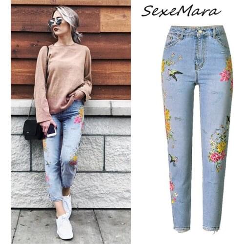 SexeMara Women's Jeans With Embroidery