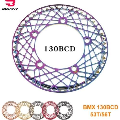 BOLANY 130 BCD BMX Folding Bike Chainwheel CNC AL Hollow Design Ultralight Chain Wheel 53T 56T Plating Chainring