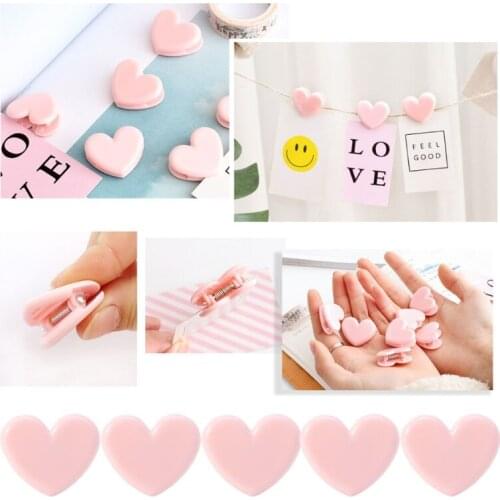 Heart Shape Pink Color Mini Plastic Binder Clips Notes Letter Paper Clip Office Supplies File Binder School Office Supplies