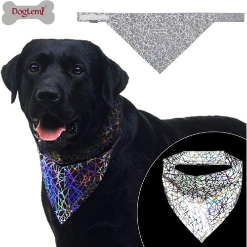 Colourful Reflective Dog Bandanas Pet Bandana Bib Dog Puppy Cat Dog Scarf Accessories technology sense night safety Pet Scarf