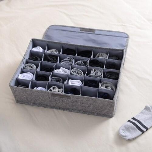 Underwear Storage Box 30 Compartments Washable Compartment Finishing Box with Lid Socks Drawer Storage Box and Finishing Box