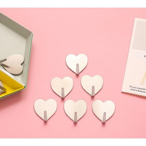 10pcs Love Heart Free Punching Door Without Trace Nail Small Hook Clothes Hook Mounted Wall Hook Wall Hooks Decorative Bathroom