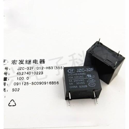 10PCS JZC-32F HF33F-G-012-HS3 ZS3 HS ZS 4PIN Power Relays