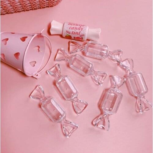 10pcs Cute Candy Jewelry Storage Box Plastic Portable Earrings Bracelet Storage Box Transparent Jewelry Storage