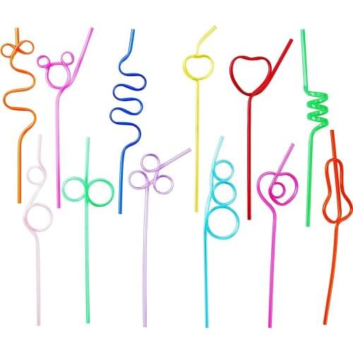 10pcs Crazy Loop Straws Silly Colorful Drinking Crazy Straws disposible, Fun Varied Twists Straws for Kids, Birthday Party