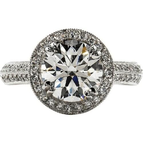 2 Carat 18K White Gold Hole Style Eye-Color Certificate Moissanite Women Wedding Ring Propose Jewerly Color Clarity Enhanced