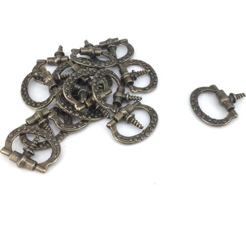 20Pcs Antique Brass Drawer Pull Handle Cabinet Box Mini Jewelry Chest Decoration Knobs Male Thread