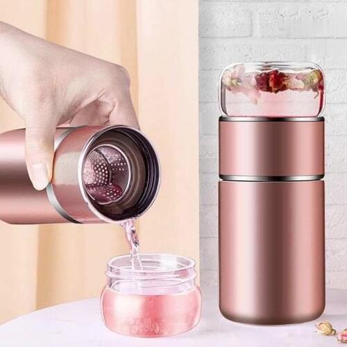 320ml/420ml Tea and Water Separation Thermos Bottle Stainless Steel Glass Vacuum Flask Mug New Year Gift