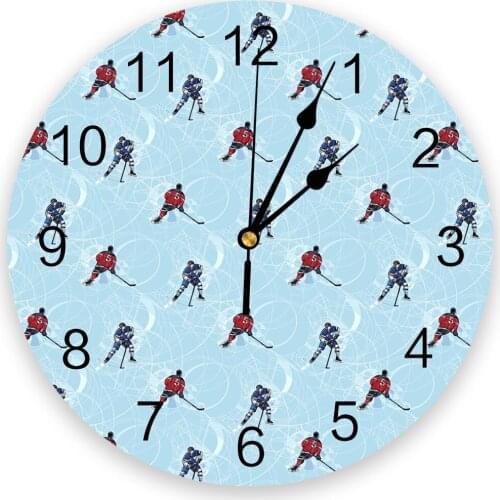 Hockey Player Ice Skating 3D Wall Clock Modern Design Living Room Decoration Kitchen Clock Art Wall Watch Home Decor