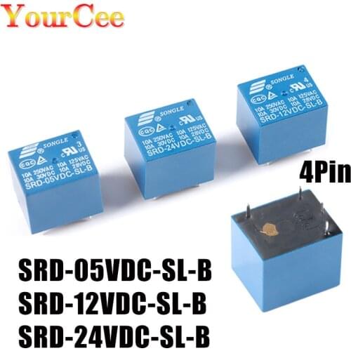 5Pcs Electromagnetic Relays SRD-05VDC-SL-B SRD-12VDC-SL-B SRD-24VDC-SL-B relays 4 Pin 5V 12V 24VDC High Quality
