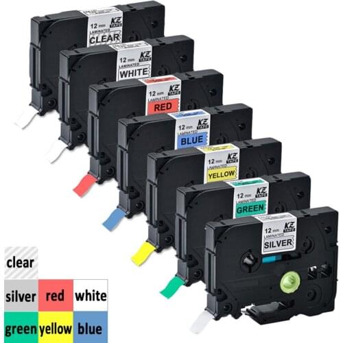 7pcs TZe-131 tze231 tz431 tze531 tze631 TZe-731 tze931 12mm laminated label tape tze-231 brother P touch Pt-h105 Pt-h110 Pt-d210