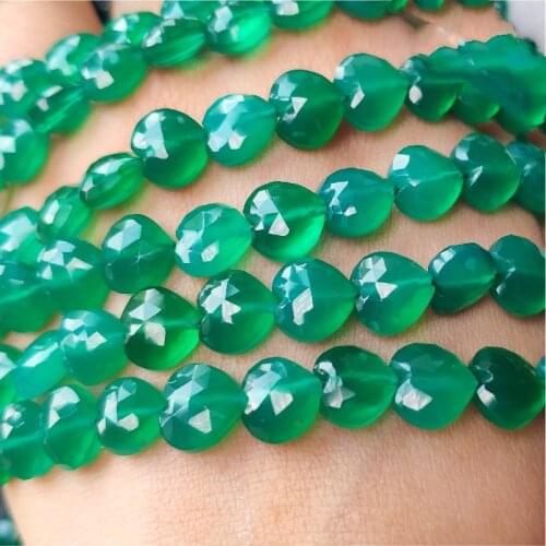 AAA LOOSE BEADS GREEN Agate /Rose quartz/Smoky Quartz 7-8mm heart faceted Wholesale for DIY jewelry necklace 19cm