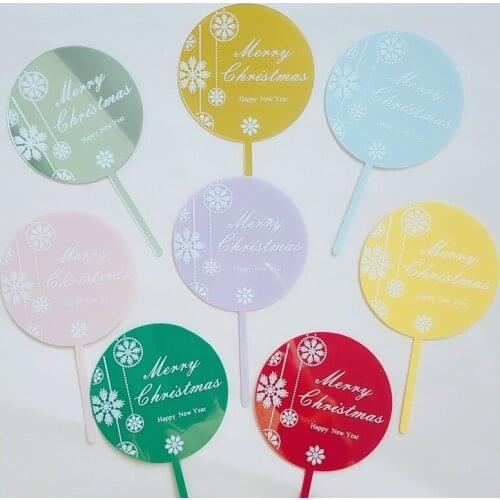 Handwriting Acrylic Merry Christmas Cake Toppers High Quality Xmas Cake Topper for Family Happy New Year Party Cake Decorations