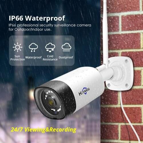 Hiseeu 2MP CCTV Wireless Outdoor IP Camera 1080P Waterproof Security Wifi Camera Two-way Audio P2P Bullet Surveillance Camera