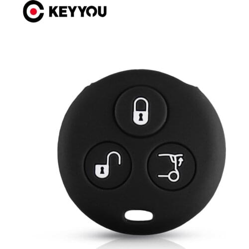KEYYOU For Benz Smart Fortwo City Roadster Forfour Silicone Car Key Case Cover Keyless Fob Shell KeyChain Protector Accessory