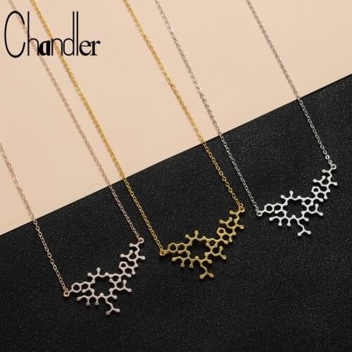Chandler Oxytocin Molecule Necklace Bonding Science Jewelry Anniversary Love Gift Unisex Chain Chocker Geometrical Accessory