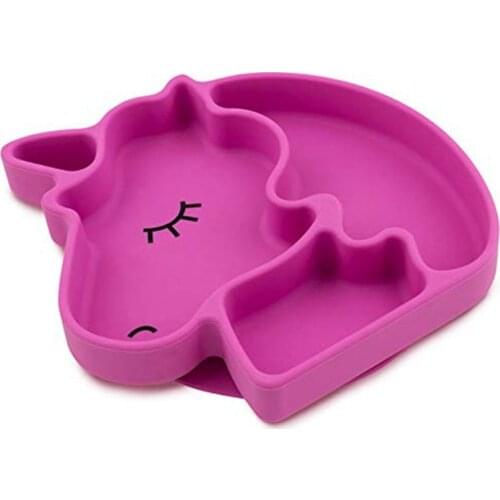 Baby Unicorn Silicone Tableware Plate Suction Non Slip Training Bowl Cartoon Food Grade Silicone Cartoon