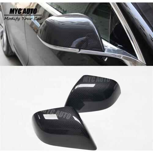 Add On Style For Tesla Model 3 2016 2017 2018+ Carbon Fiber Rear View Mirror Cover Gloss Black