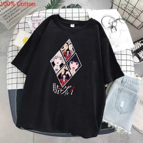 Japanese anime cartoon Harajuku Kakegurui Yumeko Jabami T-shirt casual punk Harajuku gothic tees short-sleeved women clothing
