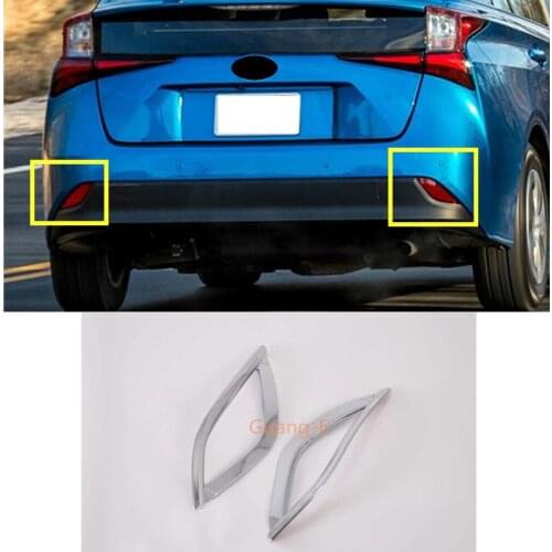 Car Body ABS Chrome Fiber Trim Back Tail Rear Fog Light Lamp Frame Stick Part 2pcs For Toyota Prius 2019 2020
