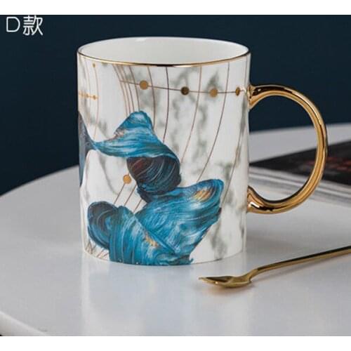 Creative Irregular Ceramic Coffee Cup with Gold Handle Handmade Pottery Tea Cup Travel Kitchen Tableware Nordic Home Coffee Cup