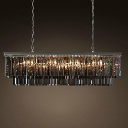 American rectangular crystal chandelier wrought iron retro crystal chandelier simple modern living room dining luxury chandelier