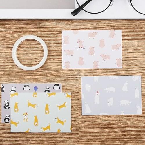 28pcs Cartoon Forest Greeting Card Mini Postcard Birthday Message Card Kawaii Stationary Cute Writing Pad School Supplies