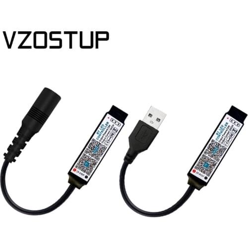 Mini RGB Bluetooth-compatible Controller Music LED Light Strip Controller for RGB Tape Lights Smart APP Control DC 5V 12V 24V