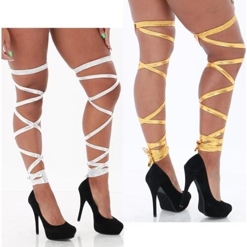 Fashion Womens Shiny Metallic Thigh High Leg Wraps For Raves Pole Dance Costume Music Festivals Club Wear