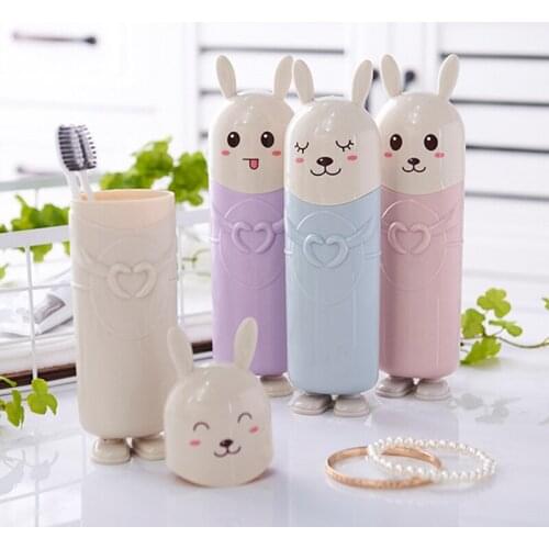 Cartoon Toothbrush Storage Box Portable Protect Case Toothbrush Cup for Outdoor Travel Camping Capsule Toiletries Organizer
