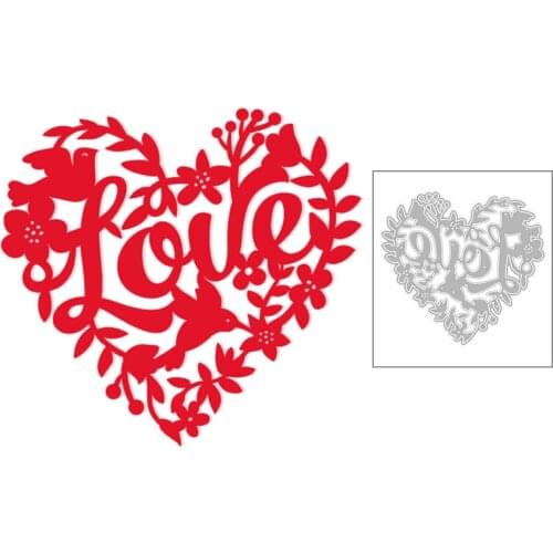 2020 New Valentine Metal Cutting Dies Heart Wreath and English Word Love Die Cut Scrapbooking For Craft Card Making no Stamp Set