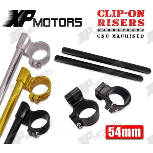 A Pair Motorcycle 54mm CNC Billet 1" Riser Clip-On Handlebars Fit All 54mm Ohlins Super Bike Forks