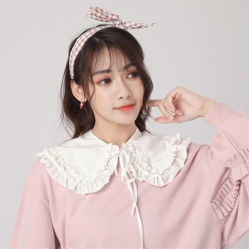 2020 Japanese Women Girls Lolita Doll Double Layer Ruffles Fake Collar Shoulder Wrap 2 Colors For Shirt Dress Women