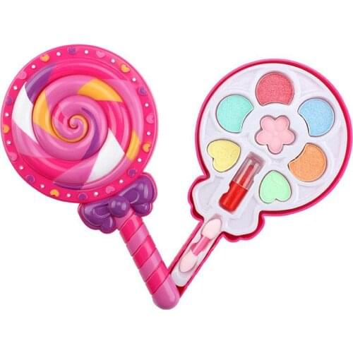 Lollipop Shape Lipstick Eye Shadow Cosmetic Palette Pretend Play Makeup Kids Toy