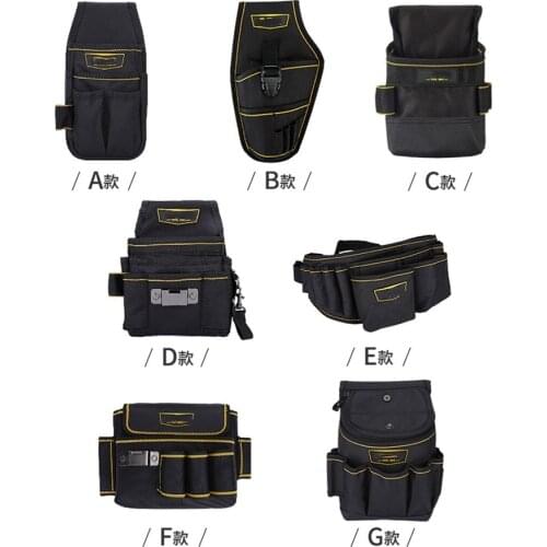 Tool Belt Work Waist Bag Tool Storage Bag Electrician Carpenter Contractor Technicians Tool Bag Pocket Bucket Tote Black