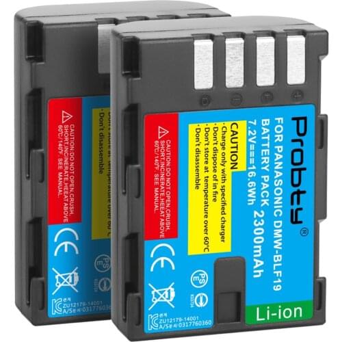 PROBTY 2PCS 2300mAh DMW-BLF19,DMW-BLF19e,DMW-BLF19PP Battery for Panasonic Lumix DC-GH5,DMC-GH3, DMC-GH3K, GH4, GH4K Digital Cam