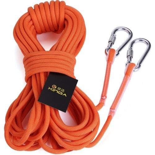 Professional 10M Outdoor Rock Climbing Rope High Strength Cord Safety Ropes Hiking Accessory 9.5mm Diameter 12KN Striped buckle