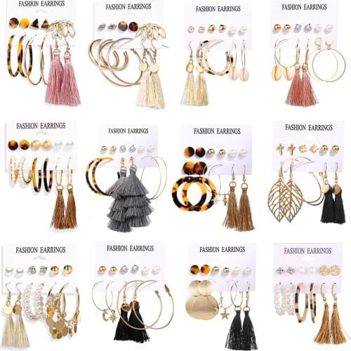 Oversize Heart Hoop Earrings Set Pearl Crystal Earrings For Women Gold Big Circle Earring Set Amazing Price Fashion Jewelry