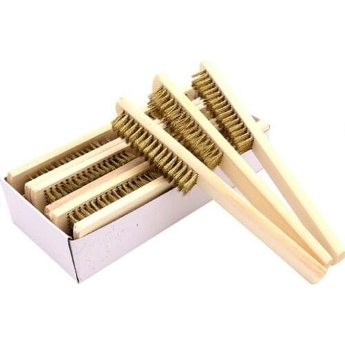 3PC Stainless Steel Wire Bristle Home Barbecue Grill Cleaning Brush Kitchen Sink Cleaner Tools Wood Handle Wire Brush Clean Tool