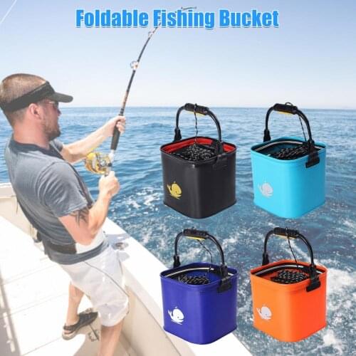 12L Capacity Outdoor Folding Fishing Bucket Portable Water Container With Net Live Fish Box Car Wash Bathroom Kitchen Buckets