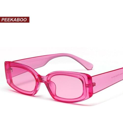 Peekaboo candy color sunglasses women rectangle square 2019 pink green blue transparent sun glasses for women retro black